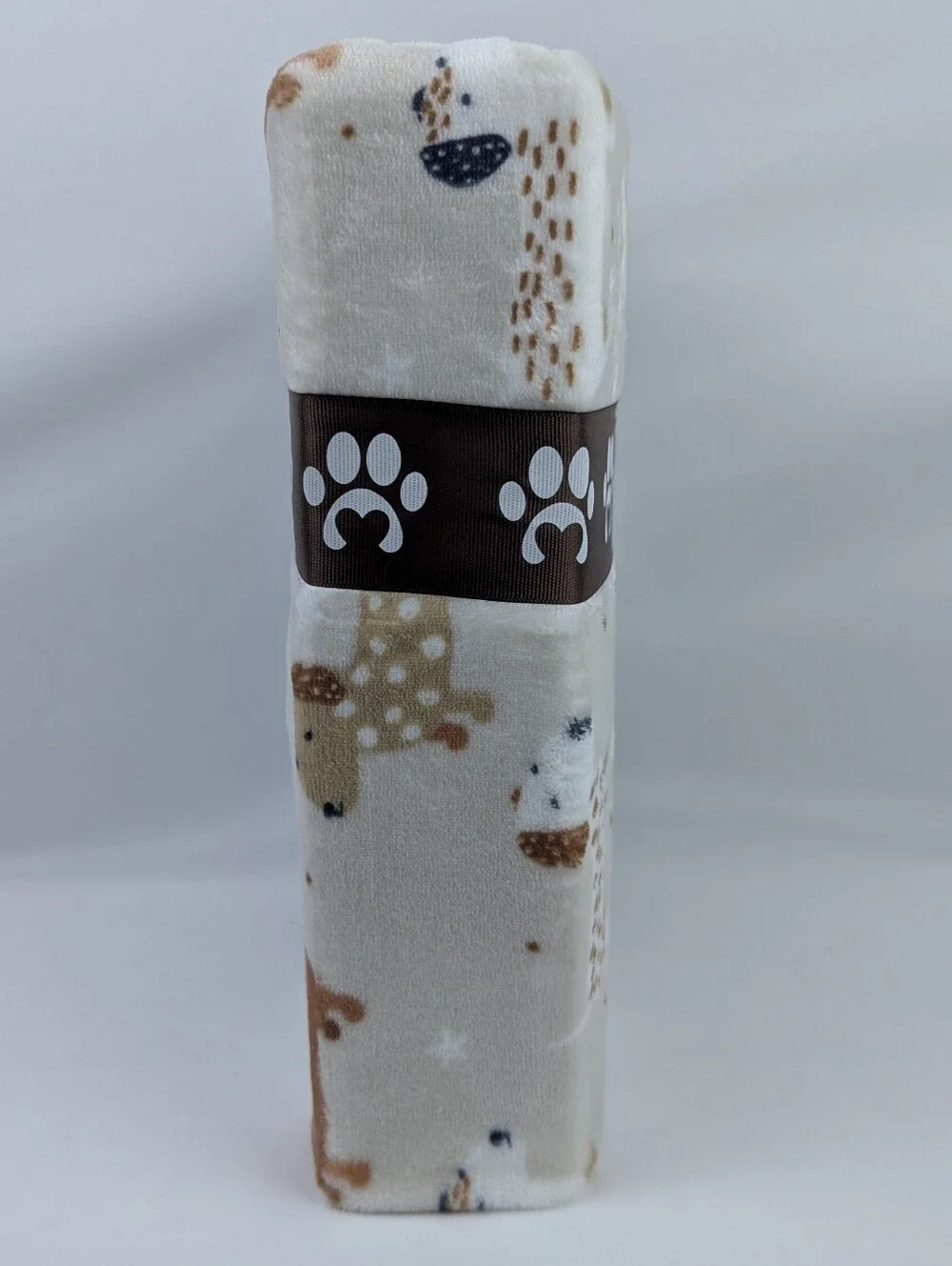 Dachshund Doxie Print Plush Pet Throw Oatmeal Browns Black White 50